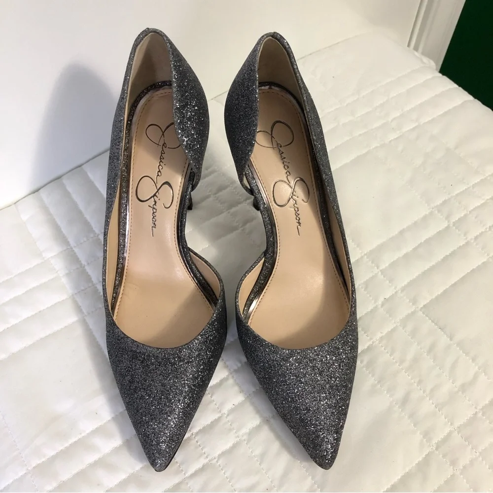Jessica Simpson Claudette Alloy Glitter Pump Size 6.5M